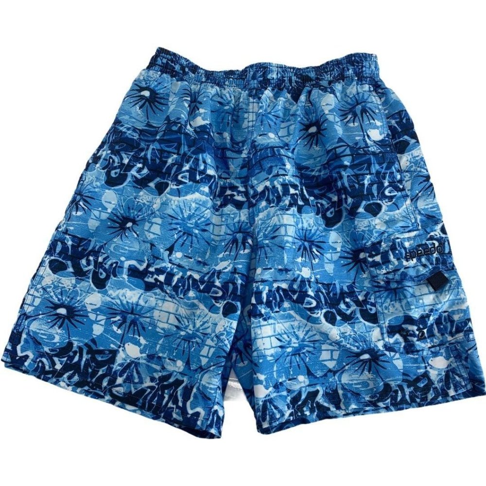 Speedo Medium Swim Trunks Lined Blue Swim Wear Sho - Picture 2 of 4